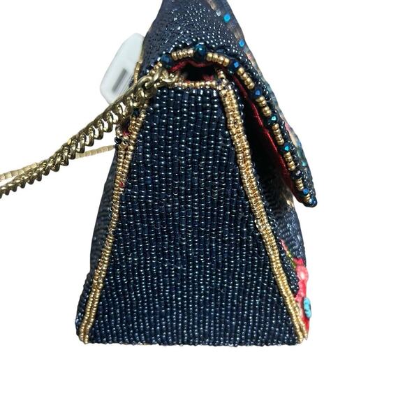 Mary Frances Blue Beaded Mystic Flap Crossbody Bag Gold Chain Crossbody - Picture 12 of 16
